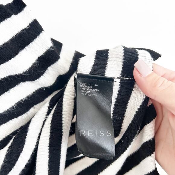 Reiss Black White Striped Mock Neck Sweater Sz M - Picture 3 of 5